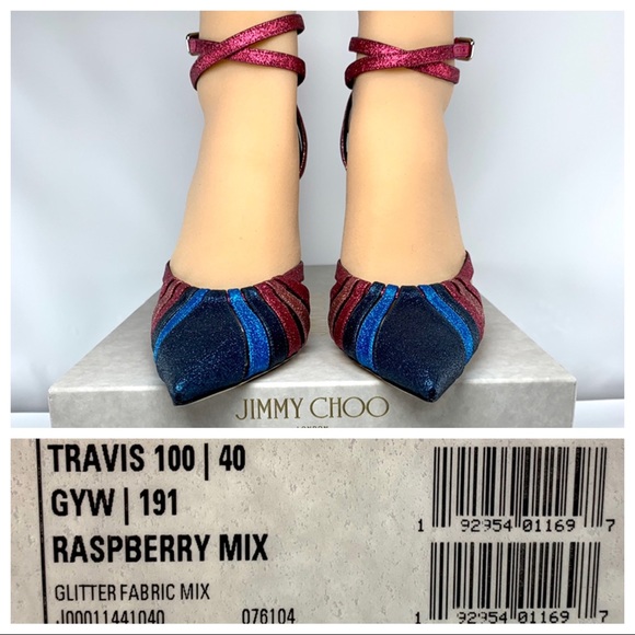 ❤️SoldJimmy Choo Travis 100 Raspberry Mix Glitter - Picture 8 of 8